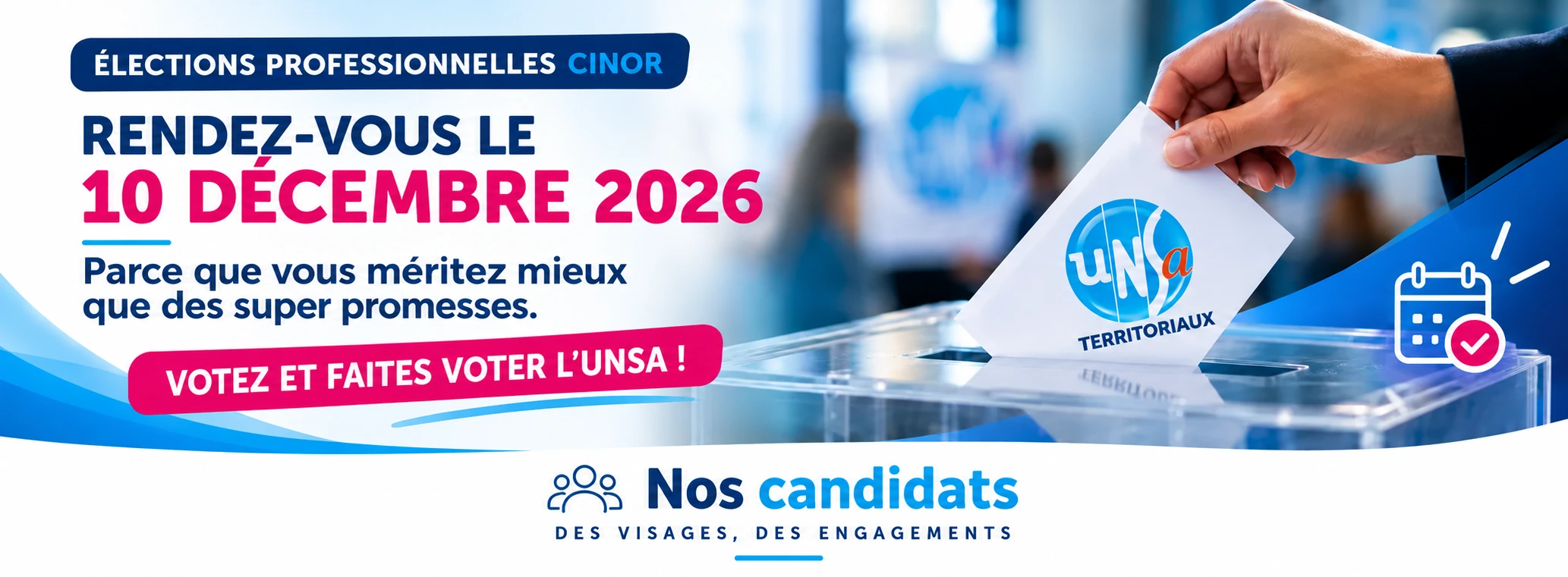 Élections professionnelles CINOR : rendez-vous le 10 décembre 2026. Votez et faites voter l’UNSA !